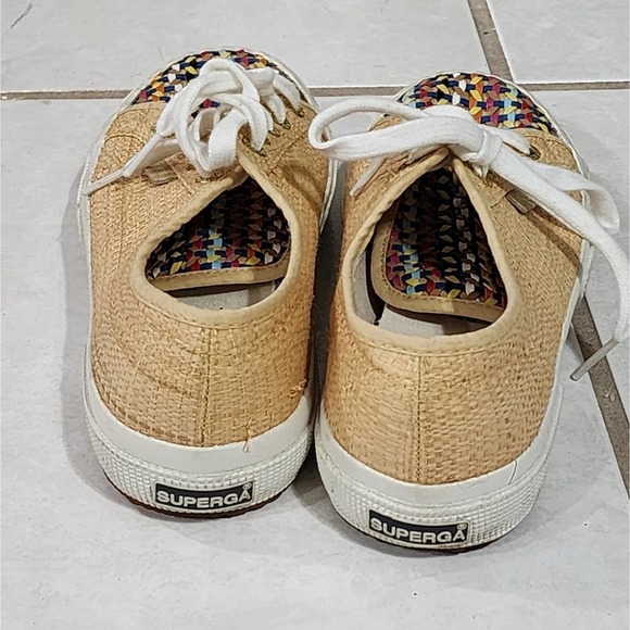 Superga raffia woven multi color‎ boho fashion sneakers size 7 - Picture 5 of 10